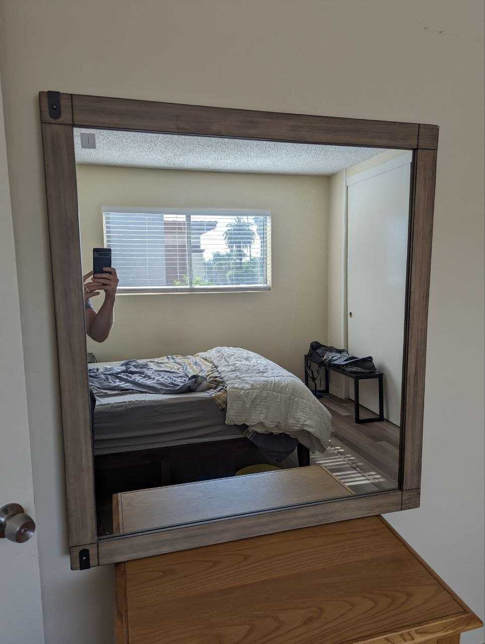 Wood frame mirror