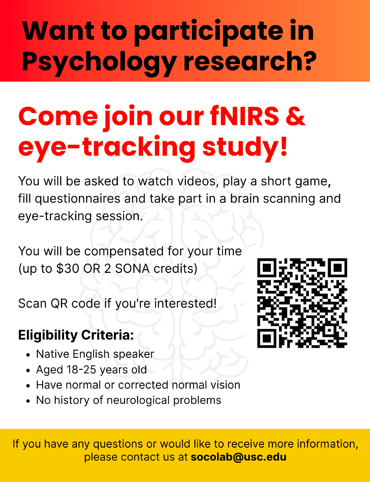 Come Join our fNIRS & Eyetracking Study!